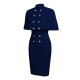 2PCS  Button Work Pencil Dress