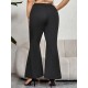 Plus Size Black  Solid Flare Pants