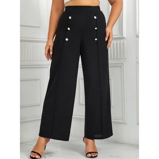 Plus Size  High Waisted Double Breasted Suit Pants