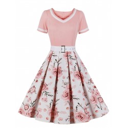  Floral Patchwork Swing Dress