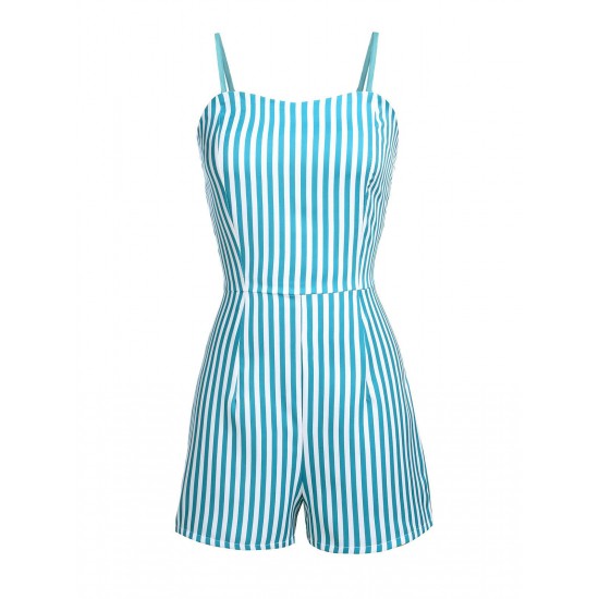 Turquoise  Stripes Romper & Skirt