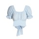 Sky Blue  Solid Puff Sleeves Tops