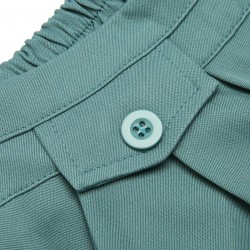 Mint Green  Solid Pleating Decorative Pocket Shorts