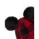 Red & Black Plaid Hairball Knitted Child Hat