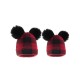 Red & Black Plaid Hairball Knitted Child Hat