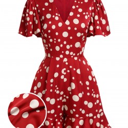 Red  Polka Dot Ruffle Romper