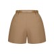 Khaki  Solid Casual Shorts With Belt