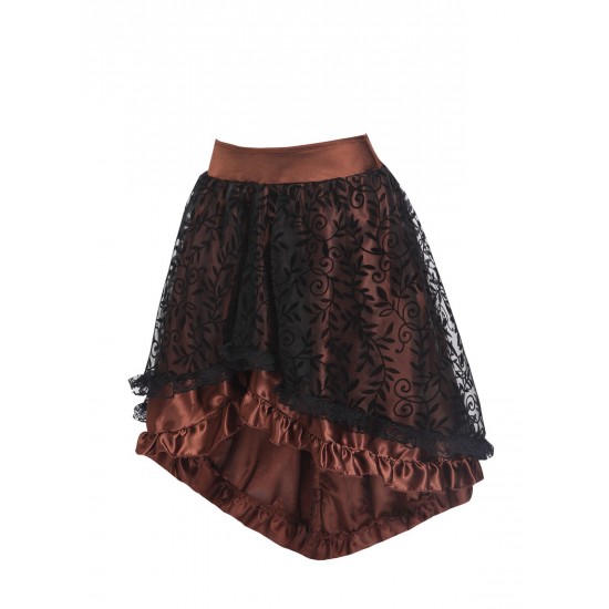  Mesh Ruffles Hem High Low Skirt