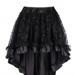  Mesh Ruffles Hem High Low Skirt