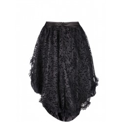  Mesh Ruffles Hem High Low Skirt