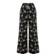 Black  Antique Floral Wide-Leg Pants