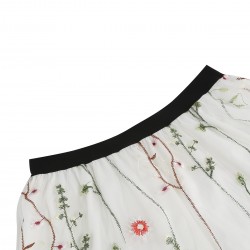  Floral Embroidered Mesh Skirt