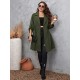 Plus Size Army Green  Solid Lapel Coat