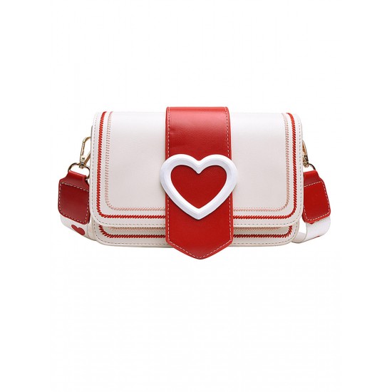  Heart Color Contrast Flap Bag