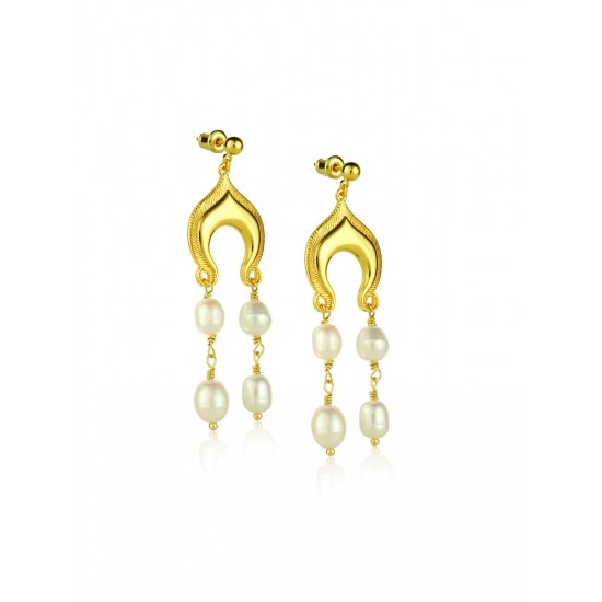  Gold Pearl Dangler Earrings