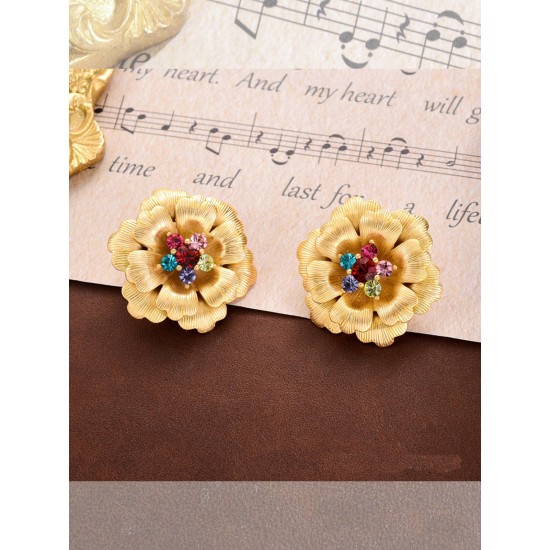 Vintage Alloy Colored Rhinestoned Earrings