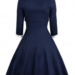 2PCS Navy  Polka Dot Swing Dress