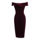 Wine Red  Velvet Bodycon Vintage Dress