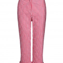 Red Checked Ruffled Split Pants