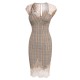 Gray  Plaid Lace Pencil Dress