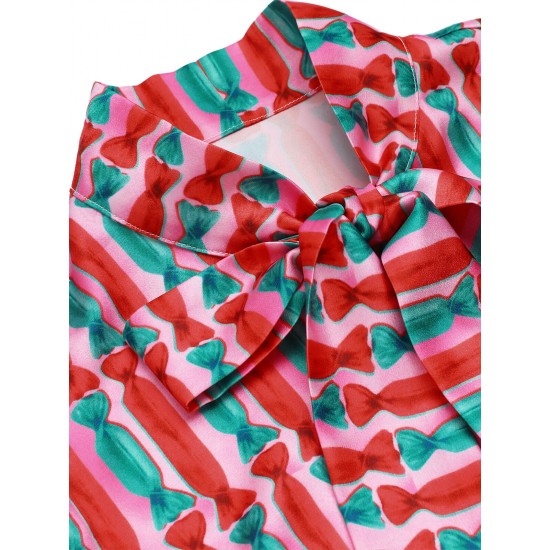  Candy Tie-Up Collar Buttons Blouse