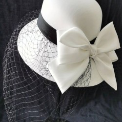 White Bowknot Mesh Solid Hat