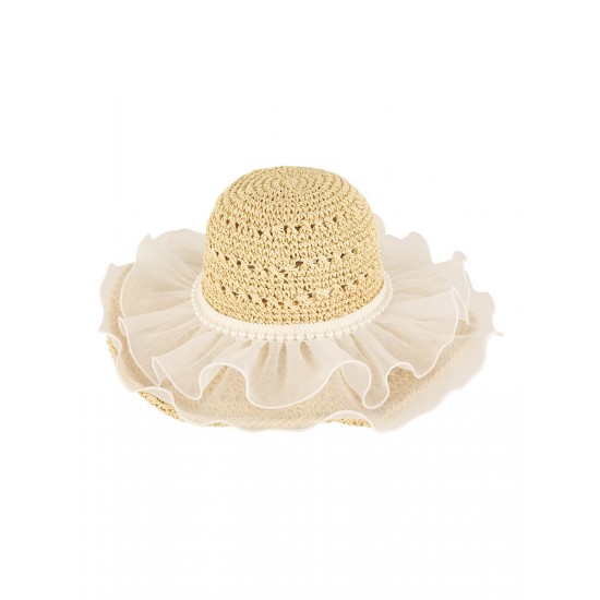 Handmade Ruffia Straw Organza Sun Hat