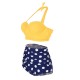  Polka Dot Halter Pleated Bikini