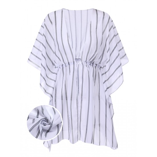  Striped Beach Sun Chiffon Blouse Cover-Up