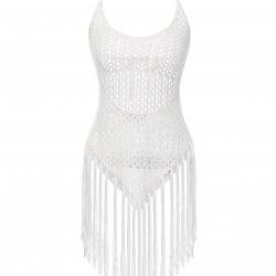 White  Grid Halter Cover Up