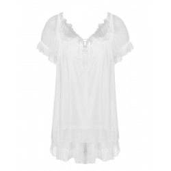 White  Sweetheart Collar Short Pajamas